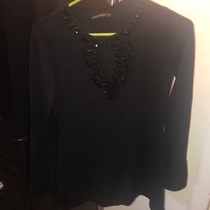 Black blouse with jewel accents